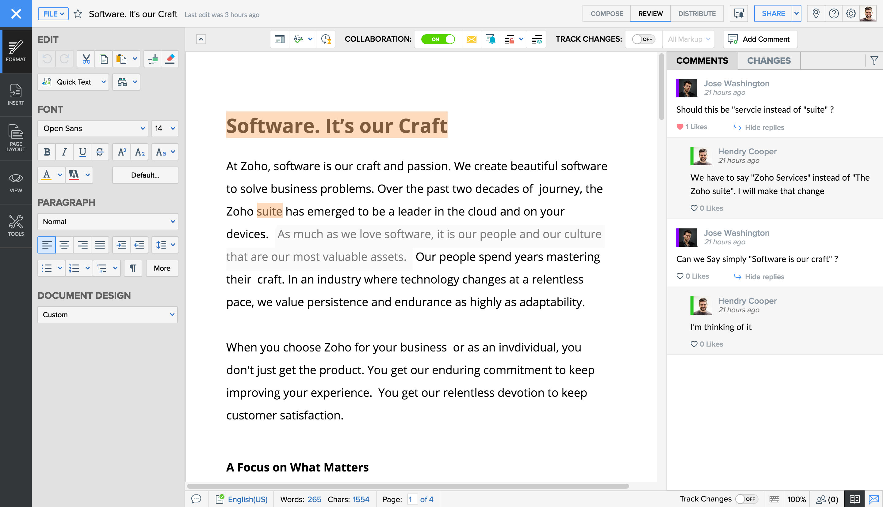 Zoho Writer software