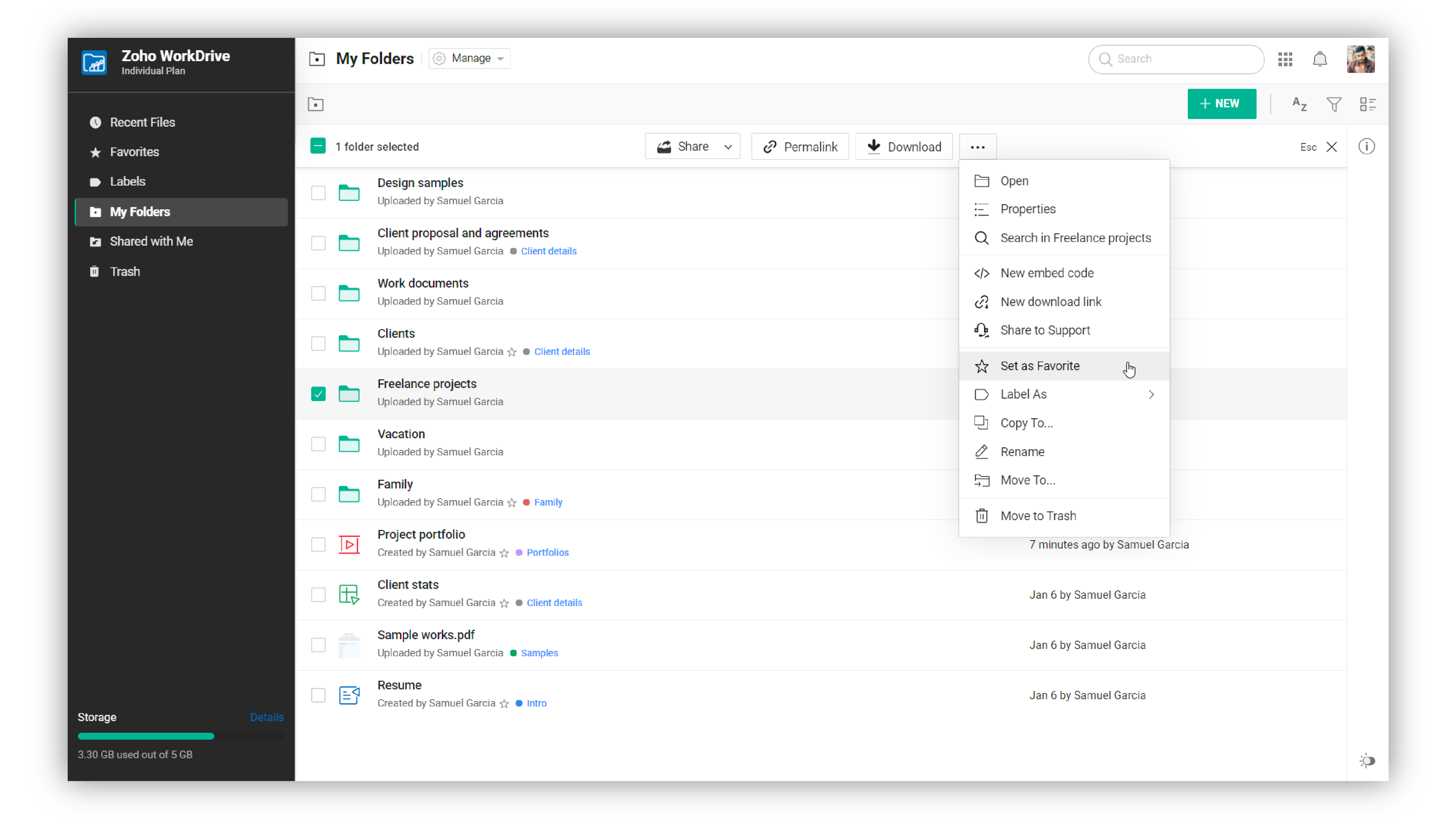 Zoho WorkDrive software